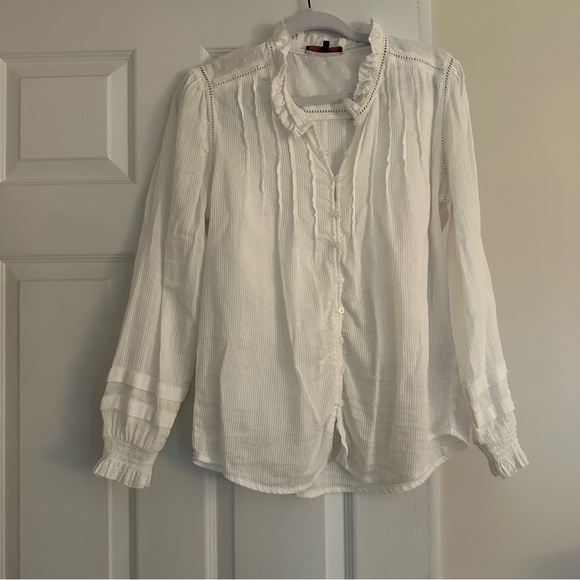 Quince Organic Textured Cotton Peasant Blouse - Picture 1 of 5